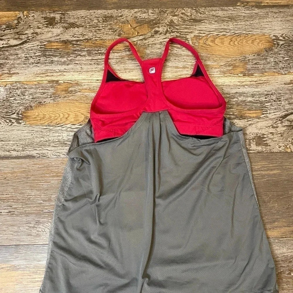 Fabletics Norwalk Tank Top Black Gray Cranberry Shelf Bra Racerback Womens Small - Picture 6 of 6